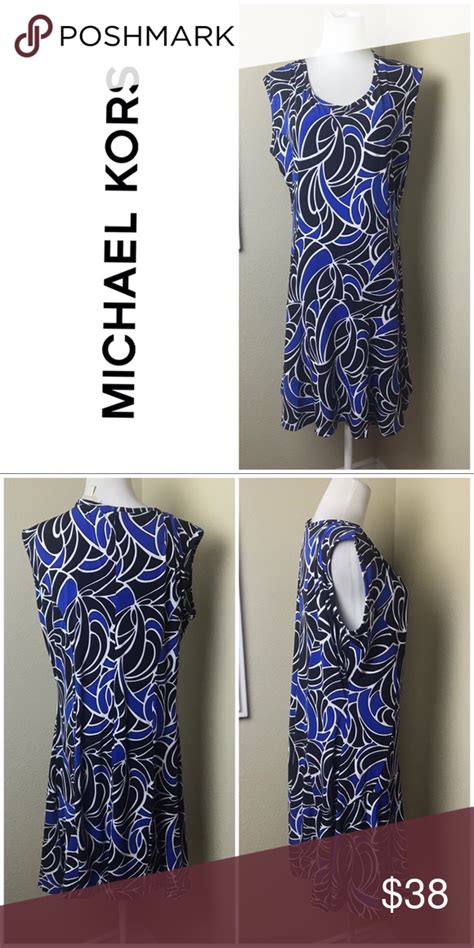 michael kors black blue leaves dress|Michael Kors black studded dress.